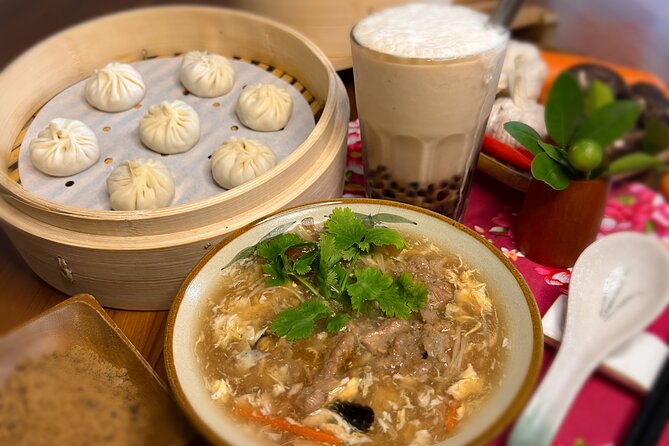 Xiao Long Bao, Pork thick soup, Bubble milk tea. Taiwan Traditional Light Meals Experience-B (Taipei Cooking Class) - Inside CookingFun Taiwan’s Guangfu South Road Kitchen